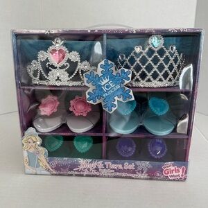 Princess Dress-Up Set Crowns and Shoes Girl Pretend Play 3 Years and Up